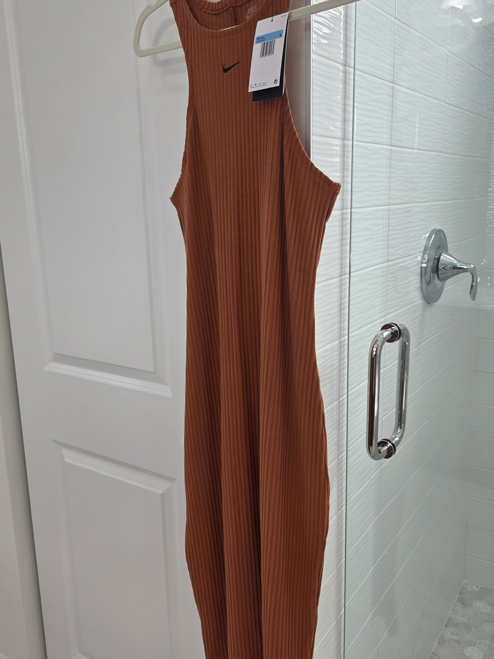Nike Ribbed Tank Midi Dress - Rust Orange - Picture 5 of 5
